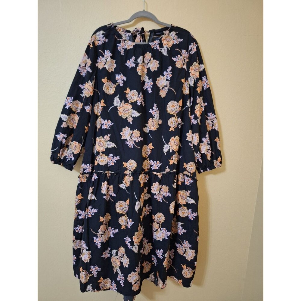 Who What Wear Black Floral Midi Dress 100%‎ Cotton Womens Size 2X Summer